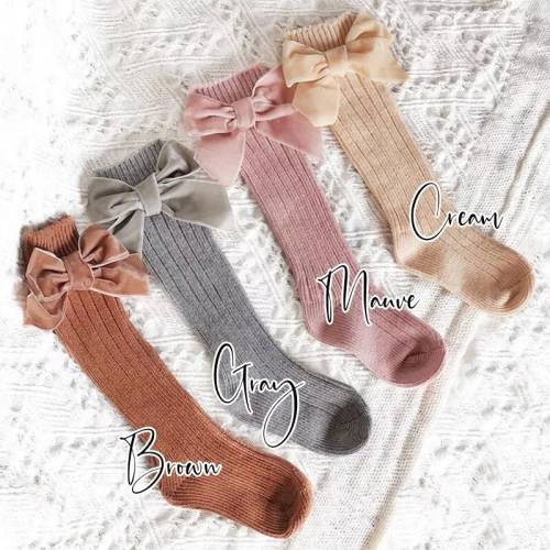 Velvet Bow Baby Knee High Socks: Cozy Fall Toddler Socks