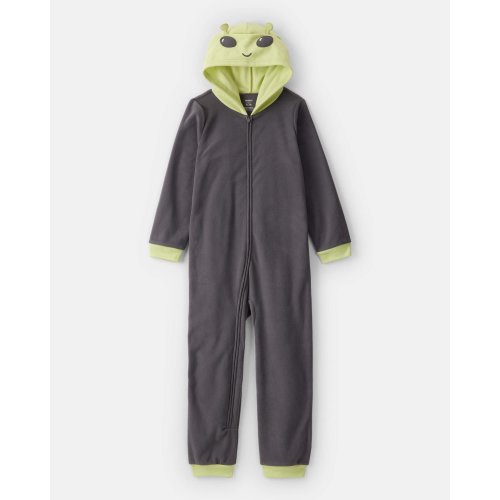 Boys Alien Fleece Hooded Zip-Up 1-Piece Pajama Jumpsuit - Grey | Carter's