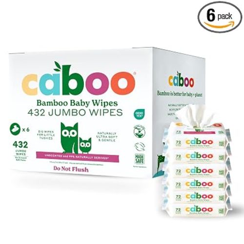 Caboo Baby Wipes, Made with Bamboo Viscose, Certified Made Safe Ingredients, Unscented Baby Wipes Good for Sensitive Skin, 72 Wipes Per Travel Pack, Total of 216 Wet Wipes