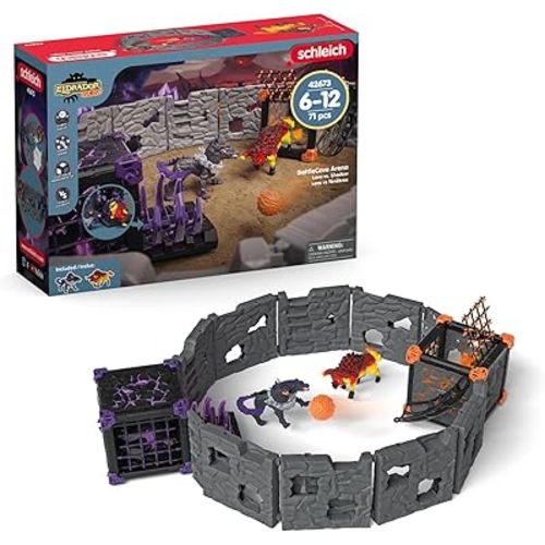 Schleich Eldrador Creatures - 71 PC BattleCave Arena Lava Vs. Shadow Playset - Lava Bull and Shadow Hound Set - Animal Monster Figurines for Boys and Girls - Fun Beast Toys for Kids Ages 7+ | 42673