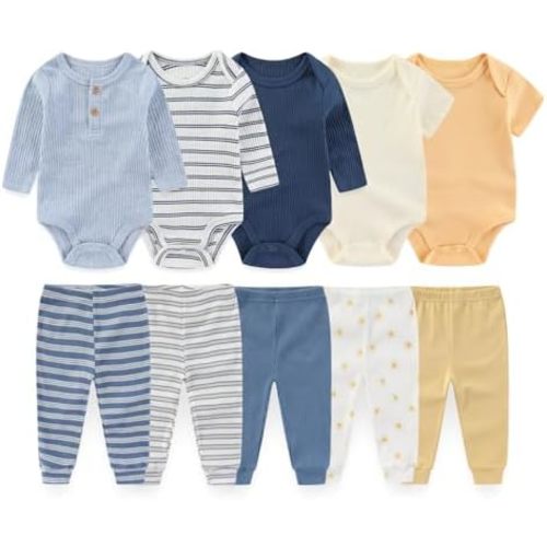 Baby Boy Bodysuit and Pant Set 10Pcs Newborn Boy Girl Clothes