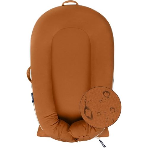 Organic Replacement Cover with Waterproof Pad | Premium Quality Spare Cover Certified Organic Cotton | [Fits Dockatot Deluxe + Docks] (Cover Only) (Brown, Waterproof Organic Cotton)