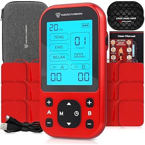 NEOCARBON TENS Unit Muscle Stimulator Pro for Back Pain Relief, Black