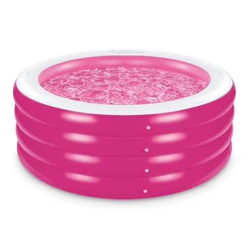 Inflatable Pool, Large Deep Round 70"x30" Family Inflatable Swimming Pool with Handles, Summer Water Party, Outdoor, Garden Backyard, Suitable for Adults (Pink)