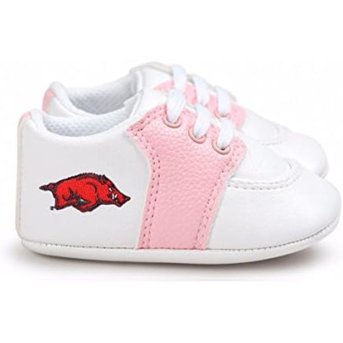 Arkansas Razorbacks Pre-Walker Baby Shoes Pink Trim