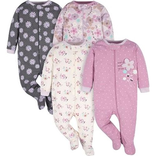 Gerber Baby Girls 4-Pack Sleep 'N Play Footie