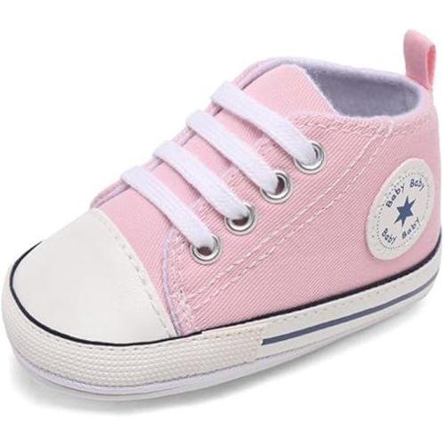 Unisex Baby Boys Girls Shoes, Newborn Infant Non-Slip Canvas Denim High Top Sneakers, Toddler First Walkers Shoes