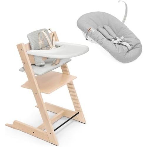 Stokke Tripp Trapp High Chair, Newborn Set, Baby Set, Cushion & Tray Bundle