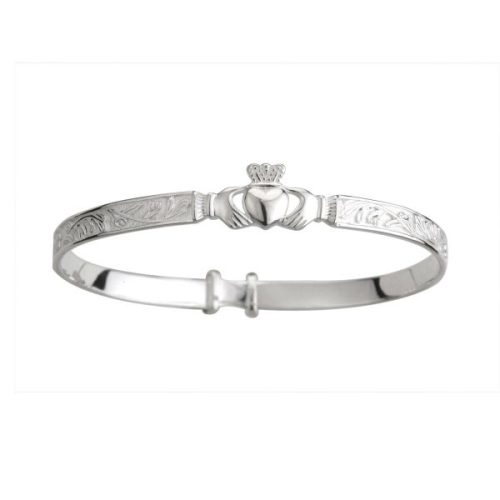 Sterling Silver Claddagh Baby Expandable Bangle - Solvar - Fallers.com - Fallers Irish Jewelry
