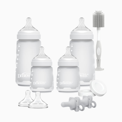 Options+ Wide-Neck Silicone Baby Bottle Set - White