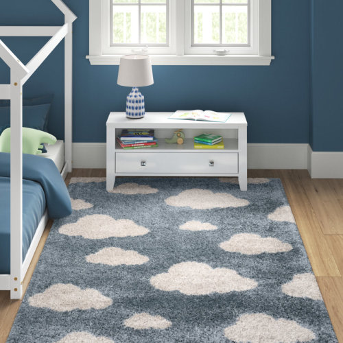 Viv + Rae™ Broome Kestner Shag Teal/Cream Area Rug & Reviews | Wayfair