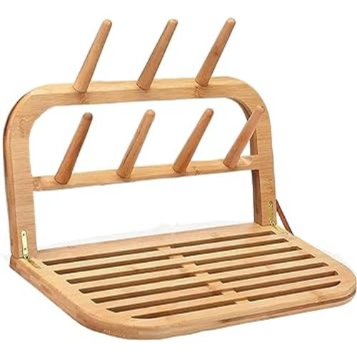 Baby Bottle Countertop Drying Rack Bamboo,Space Saving Kitchen Drying Rack & Bottle Holder for Nipples, Cups, Pump Parts, Accessories, Reusable Ziplock and Freezer Bag Dryer Rack
