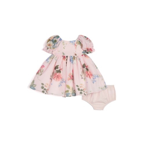Floral Puff Sleeve Dress & Bloomers Set, 12M