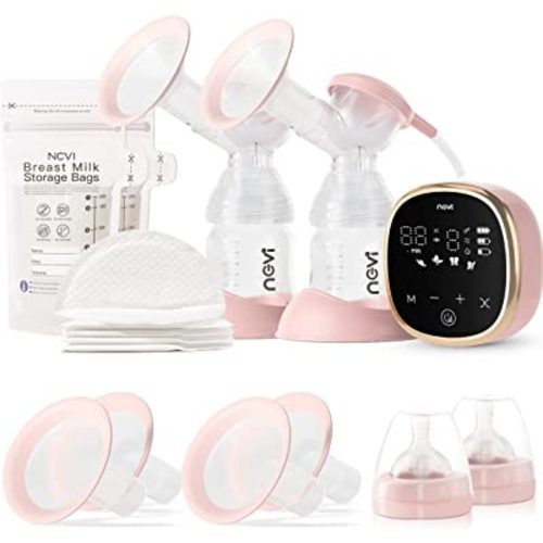 NCVI Electric Breast Pump 8782, Portable Hospital-Grade Double Pump with 4 Modes & 9 Levels, Anti-Backflow, Rechargeable Quiet Breastfeeding Pump for Efficient Comfortable Use at Home, Work or Travel