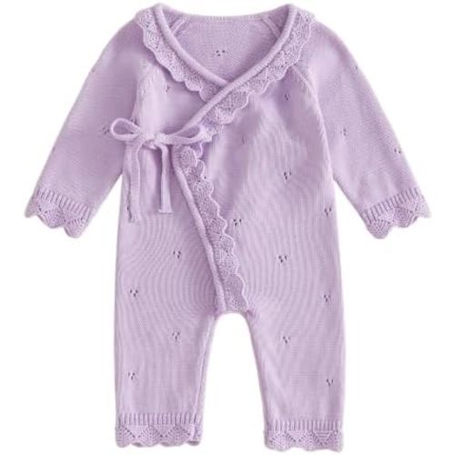 Kupretty Newborn Girl Outfit Baby Sweater Knit Romper Jumpsuit