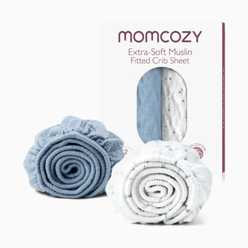 Muslin Fitted Crib Sheet (2 Pack) - Blue Star Moon