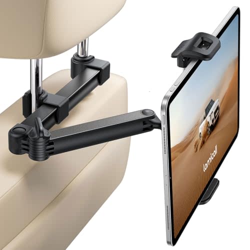 Lamicall Car Headrest Tablet Holder - [Foldable Clip] [Lockable] Tablet Mount for Car Backseat, Car Accessories for Kids, for iPad Pro, Air, Mini, Galaxy Tab, Fire HD, 5.4-13" Tablets