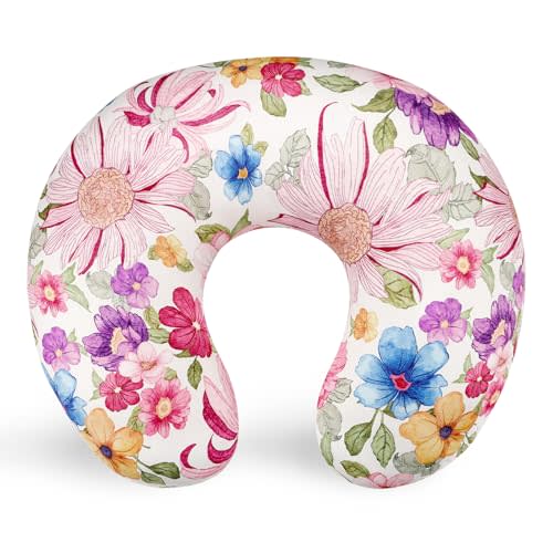 DAYEEBALL Nursing Pillow Cover for Boys and Girls, Breastfeeding Pillow Case for Newborn, Soft Baby Breastfeeding Pillow Slipcover, Fit for Standard Infant Nursing Pillows, Colourful Flowers