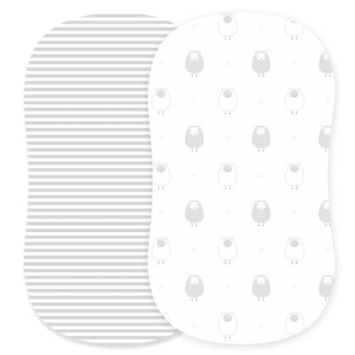 Cotton Jersey Bassinet Fitted Sheets, 2 Pack – Stripes & Lamb – Joey + Joan | Baby Essentials