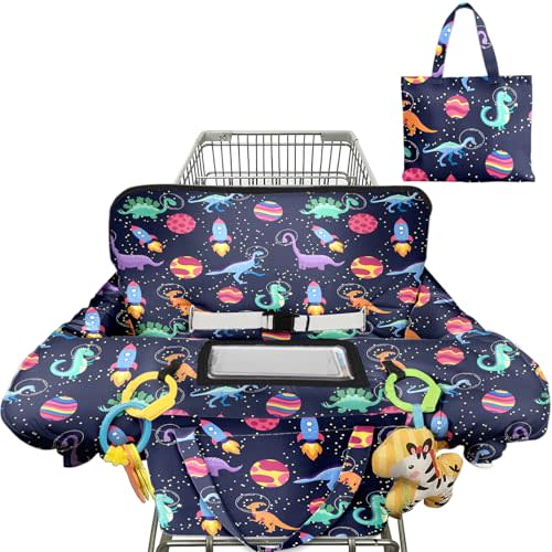 Shopping Cart Cover for Baby Girl Boy 2-in-1 High Chair Water Resistant High Chair Cover w/Phone Pouch Pocket Gender Neutral Cart Cover for Babies Padded Grocery Cart Cover for Baby