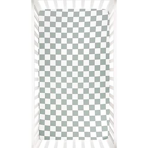 DILIMI Fitted Crib Sheets for Baby Boys and Girls, Ultra-Soft Breathable Baby Crib Sheet Fits Standard Crib and Toddler Mattress, Green Checkered
