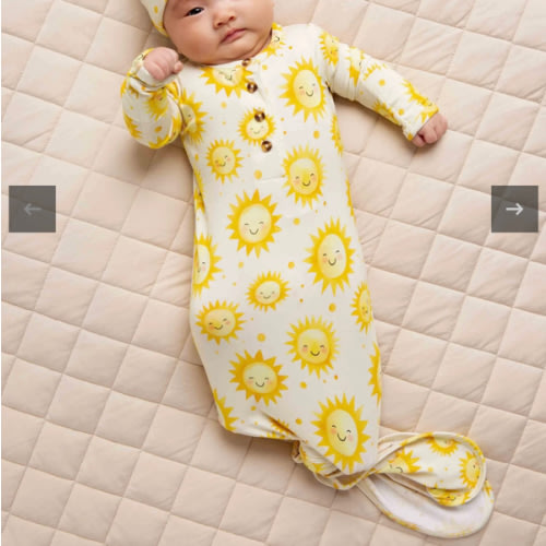 Little Sunshine Knotted Gown & Beanie Set