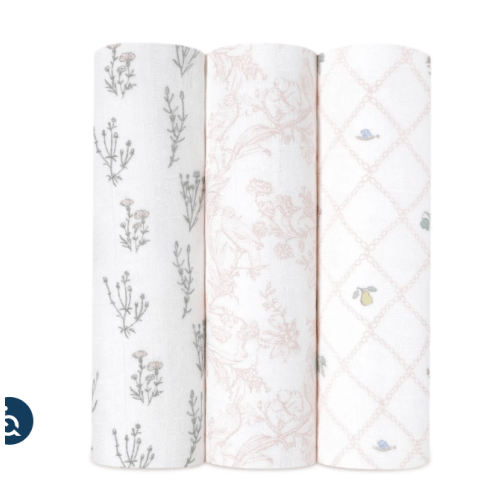Boutique silky soft swaddle blanket 3 pack (French Floral)