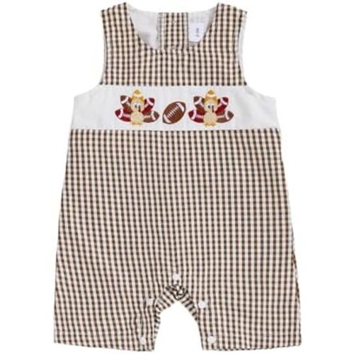 SAYOO Newborn Baby Girl Boy Halloween Outfit Sleeveless Pumpkin Embroidered Bubble Jumpsuit Romper Plaid Shortall Clothes