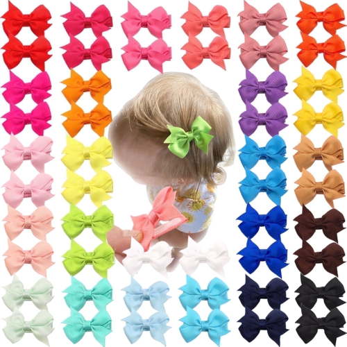JOYOYO 50Pcs 25 Colors in Pairs Tiny 2" Baby Hair Bows Fully Covered Barrettes Clips for Little Girls Infants Toddlers