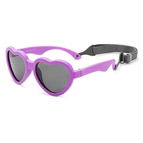 COASION Baby's First Sunglasses with Strap, Unbreakable Polarized Newborn Infant Heart Sunglasses for Ages 0-24 Months