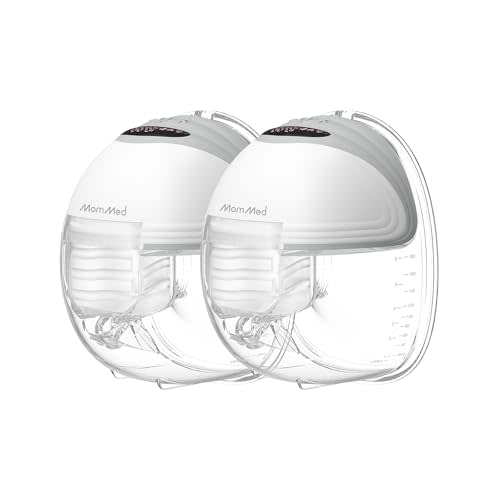 MomMed Wearable Breast Pump (Model S21) – Double Electric Hands-Free Breast Pump, Leak-Proof Design, 3 Modes (Stimulation, Expression, Auto) & 12 Vacuum Levels, Portable and Quiet, Gray, 2Pack