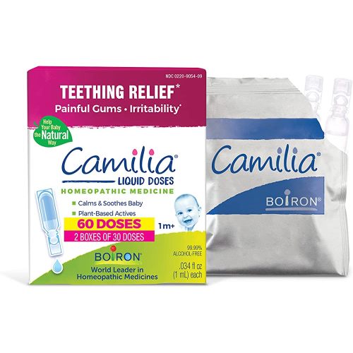 Boiron Camilia Teething Drops for Daytime and Nighttime Relief of Painful or Swollen Gums and Irritability in Babies - 60 Count