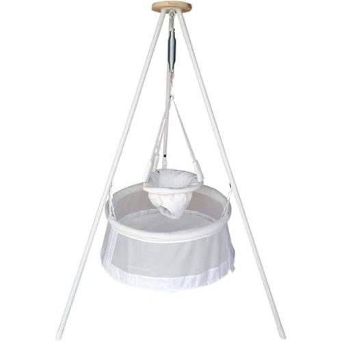 Portable Baby Bassinet with Tripod Stand, 2-in-1 Infant Bassinet with Breathable Mesh, Gentle Rocking Motion Cradle for Newborns 0-12 Months Bearing Capacity of 17 kg