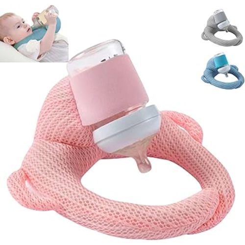Bottle Feeding Pillow - Baby Bottle Holder Pillow for Newborns & Infants, Adjustable Independent Nursing Support Pad, Resolve Hand Soreness and Fatigue (Pink)