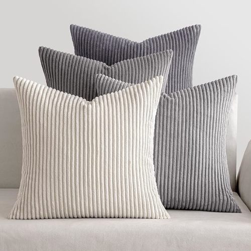 MIULEE Decorative Throw Pillow Covers Set of 4 Summer Light Green Gradient Natural Earthy Modern Classic Soft Corduroy Cushion Covers for Sofa Couch Bed Living Room Spring Home Decor 18x18 Inch