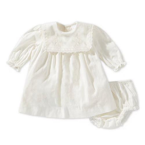 Edgehill Collection x Megan Karp Baby Girls Quinn Embroidered Detail Sailor Long Sleeve Dress