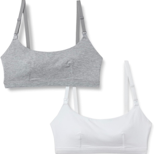 XSMALL Amazon Essentials Women's Cotton Jersey Comfort Nursing Bra, Wirefree, Pack of 2