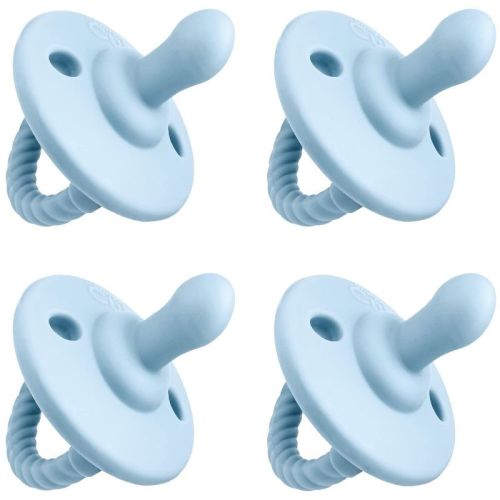 Pacifier 4 pack Soother for Newborns 100% Food Grade Soft Silicone by Comfy Cubs, 0-18 Months - Blue