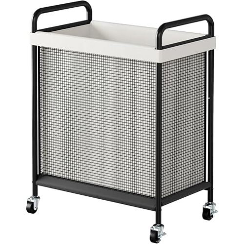 WOWLIVE Rolling Laundry Hamper with Wheels, 90L Laundry Basket with Removable Liner Bag, Laundry Sorter with Metal Handle, Large Capacity Clothes Hamper for Laundry Room, Bathroom and Dorm, Beige