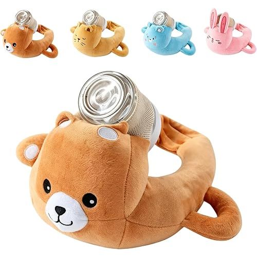 2027 New Bottle Holder Pillow Plush for Self Feeding, Ergonomic Hands Position Secure Bottle Free Nursing Support Machine Washable, Brown