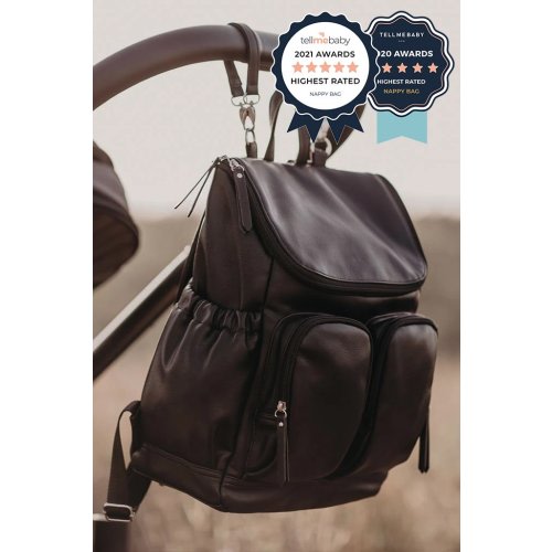 Faux Leather Nappy Backpack - Black - OIOI