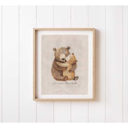Woodland Nursery Wall Art, Bear Canvas Print, Kids Affirmation Flag Banner, Kids Room Decor, Girls or Boys Bedroom Decor