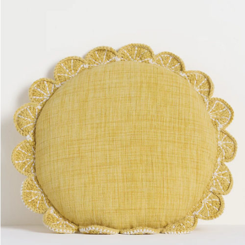 Dominica Indoor/Outdoor Woven Fruit Trim Pillow | Anthropologie