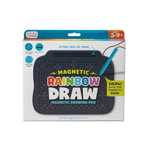 Chuckle & Roar Magnetic Rainbow Drawing Pad & Stencil Edition - Multicolor - Mess-Free Magnetic Drawing Board for Kids - Screen-Free Travel Activities for Kids