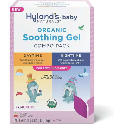 Hyland's Baby - Organic Day/Night Soothing Gel Combo Pack, Natural Relief of Oral Discomfort, Irritability & Swelling, Easy-to-Apply, Ages 2 Months & Up, 1.06 Ounce (2 Tubes of 0.53 oz.) - Oral Gel – Day/Night Combo