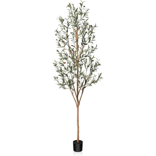Kazeila Artificial Olive Tree 7FT Tall Faux Silk Plant for Home Office Decor Indoor Fake Potted Tree with Wood Branches and Fruits