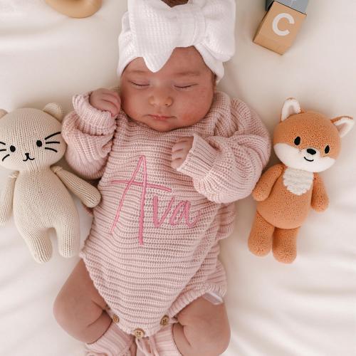 Personalized Coming Home Set, Newborn Name Outfit, Baby Onesie, Cotton Knit Romper, First Baby Bodysuit, Baby Girl Jumper, New Baby Gift