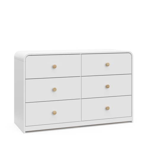 Storkcraft Santos 6 Drawer Nursery Double Dresser, White