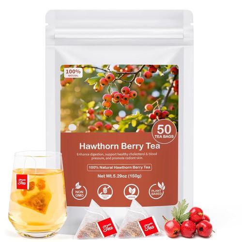 Hawthorn Berry Tea Bags,100% Natural Dried Hawthorn Berries No Caffeine Free Aid Digestion,Boost Immunity-50Tea bags (Pack of 1)
