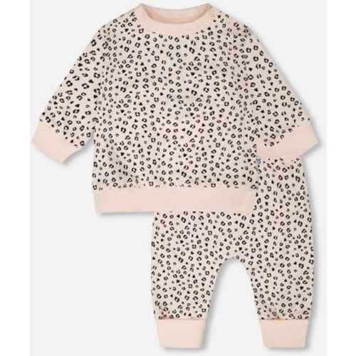 Organic Cotton Jersey Peach Printed Sweater and Pants Set, 6M